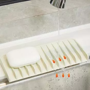 Силиконовые самоосушающиеся мыльницы Подушка для посуды Противоскользящий поддон для раковины Мыльница Подушка для сушки посуды Коврик для слива раковины бежевый
