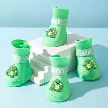 Силиконовые сапоги для дождя с рисунком для больших собак, для дождливого дня, нескользящие, износостойкие, водонепроницаемые, для домашних собак L (5.5 4.5cm)