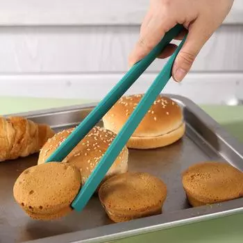 Силиконовые щипцы для еды на кухне, нескользящий зажим для приготовления пищи, зажим для барбекю, инструменты для салата, аксессуары для гриля синий