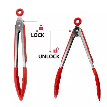 Силиконовые щипцы для кухни из нержавеющей стали для барбекю с антипригарным покрытием кухонные принадлежности щипцы для приготовления барбекю с замком для соединения кухонные принадлежности