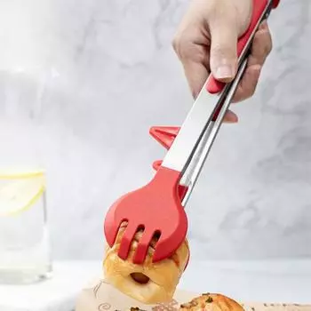 Силиконовые щипцы из нержавеющей стали, устойчивые к царапинам, с подставкой, удобная термостойкая ручка, универсальный зажим для еды 9inch чёрный