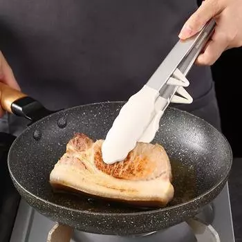 Силиконовые сервировочные щипцы для приготовления пищи, кухонные щипцы для гриля из нержавеющей стали с нескользящей ручкой 9inch бежевый