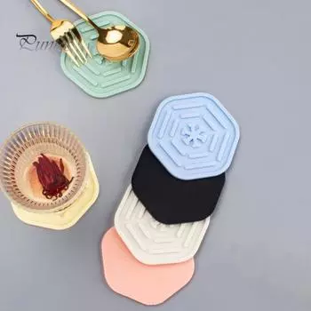 Силиконовые шестиугольные подставки, нескользящие термостойкие коврики для стаканов, не допускающие ожогов, держатели для кастрюль, кухонные аксессуары для стола, домашний декор вино красного