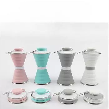 Силиконовые складные чашки. Дорожные спортивные бутылки с водой. Складные чашки для улицы. Детские телескопические чашки. Бутылки для сжатой воды. 500ml