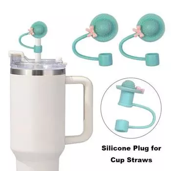 Силиконовые соломенные чехлы для чашек емкостью 30/40 унций, дизайн шляпы с бантом, моющиеся многоразовые аксессуары для стаканов без BPA для мужчин и женщин белый