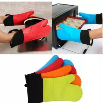 Силиконовые термостойкие перчатки, инструменты для приготовления барбекю, кухонные варежки для микроволновой печи, перчатки для духовки красный