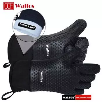 Силиконовые термостойкие перчатки WALFOS, прихватки для микроволновой печи, бытовые термостойкие прихватки, кухонные инструменты для выпечки pair оранжевый