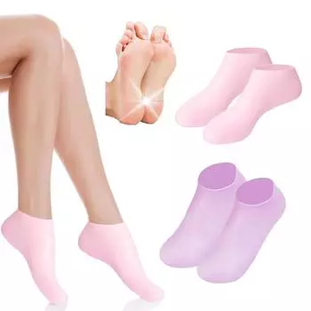 Силиконовые увлажняющие носки для ног, массажные отшелушивающие гелевые носки для ног, дышащие, удаляют омертвевшую кожу, средство для ухода за ногами против трещин фиолетовый