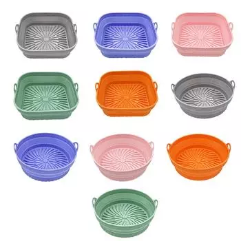 Силиконовые вкладыши для аэрофритюрницы, легко чистящиеся, аэрофритюрница, блюдо для запеканки, кухонные принадлежности Round зелёный