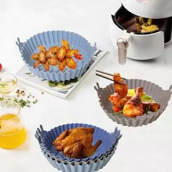 Силиконовые вкладыши для аэрофритюрницы Противень для аэрофритюрницы Многоразовые пищевые вкладыши для аэрофритюрницы Термостойкие аксессуары для корзин для выпечки серый