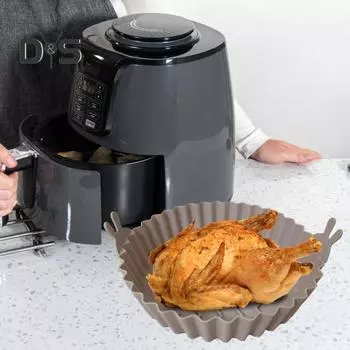 Силиконовые вкладыши для аэрофритюрницы Противень для аэрофритюрницы Многоразовые пищевые вкладыши для аэрофритюрницы Термостойкие аксессуары для корзин для выпечки серый