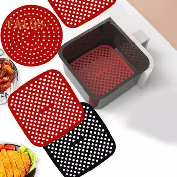 Силиконовые вкладыши для фритюрницы Многоразовые антипригарные вкладыши для кастрюль Аксессуары для корзин из пищевого силикона Замена пергаментной бумаги Силиконовая выпечка 20cm Round чёрный