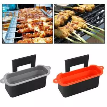 Силиконовые вкладыши для смазки гриля Предотвращают скопление жира Многоразовый поддон для жира на гриле Прочные поддоны для сбора капель Жаростойкие аксессуары для гриля чёрный