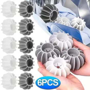 Силиконовые волшебные шарики для стирки, противообмоточные шарики для стиральной машины, многоразовые ловушки для волос, инструменты для чистки одежды, мягкие шарики для стирки 6pcs серый