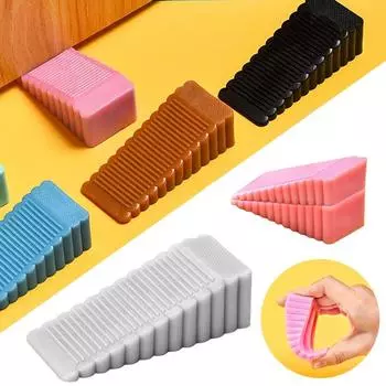 Силиконовые заглушки для дверных блоков, нескользящие амортизирующие блоки, фиксирующие резиновые клиновые дверные заглушки, противоударный блок для дверей дома и офиса Pink 1.4CM