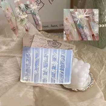 Силиконовый 3D молд для ногтей Лотос Прозрачный Форма для лепки листьев лотоса на ногтях Шаблон для дизайна маникюра Инструменты для украшения ногтей ONESIZE