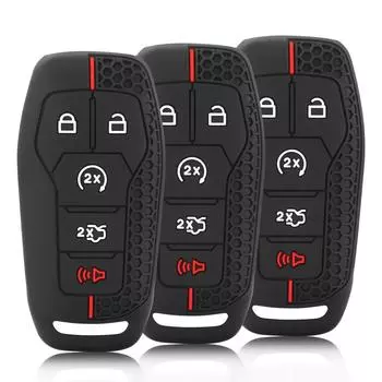 Силиконовый автомобильный брелок для ключей, чехол-держатель, 5 кнопок, для Ford Explorer Edge Mustang F Series Truck 2015 2016 2017 чёрный