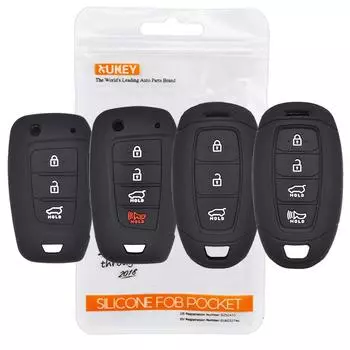 Силиконовый автомобильный брелок с дистанционным управлением, чехол для Hyundai i30 i35 i40 Kona Azera Elantra Solaris Grandeur Ig Accent Santa Fe 2018 2019 чёрный