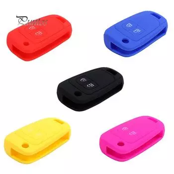 Силиконовый автомобильный пульт дистанционного управления с 2 кнопками, откидной брелок для ключей, защитный чехол для Opel морской синий