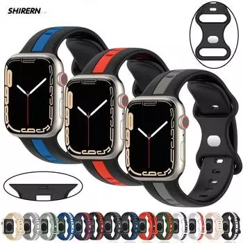 Силиконовый браслет Correa для Apple Watch Band 44 мм, 40 мм, 45 мм, 41 мм, 38 мм, 42 мм, 45 мм, ремешок iwatch Series 7, 8 SE, 3, 4, 5, 6, Ultra, 49 мм