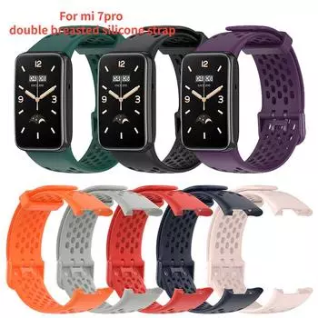Силиконовый браслет для Xiaomi Band 7 Pro 5,5-8,7 дюймов, приятный для кожи, устойчивый к поту, удобный сменный ремешок для MiBand 7 Pr For mi 7pro чёрный
