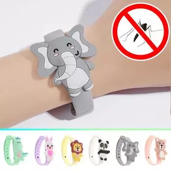 Силиконовый браслет с изображением животных от комаров K-iller, детский летний браслет от комаров One Size зелёный