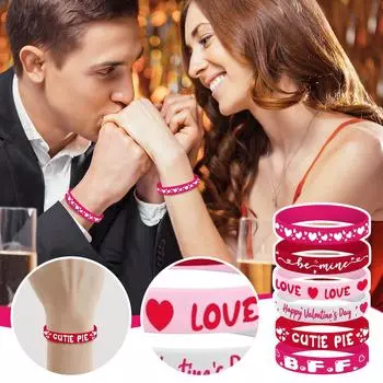 Силиконовый браслет с принтом ко Дню святого Валентина в подарок на праздник One Size