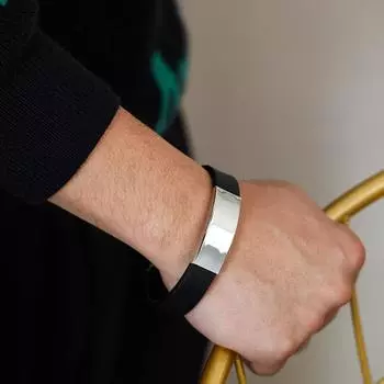 Силиконовый браслет в стиле хип-хоп, модный глянцевый браслет из нержавеющей стали для мужчин