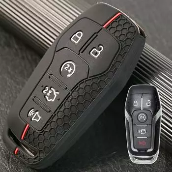 Силиконовый брелок для ключей, автомобильный пульт дистанционного управления, чехол, держатель для брелока, протектор для Ford Edge Super Duty F250 F350 F450 F550 2022 2018 чёрный
