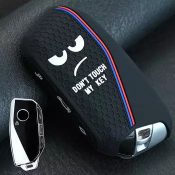 Силиконовый брелок для ключей, чехол-держатель, защитная крышка, 3 кнопки для BMW Ix X1 I4 XM I7 2 3 5 7 серии X3 X5 2024 2022 2023 чёрный