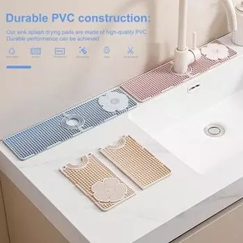 Силиконовый брызговик для раковины, коврик для сушки крана с цветочным узором, поддон для сбора капель воды, нескользящий органайзер для гаджетов для кухни, ванной комнаты