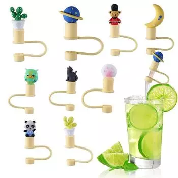 Силиконовый брызгозащищенный чехол для соломы 6-8 мм, пробка для соломинки, чехол для насадок, многоразовые пылезащитные колпачки для питья 3pcs-02