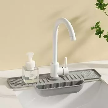 Силиконовый брызгозащитный коврик для крана, дренажный коврик для раковины, водоуловитель, лоток для сушки, держатель губки для посуды, кухонный органайзер, гаджеты зелёный