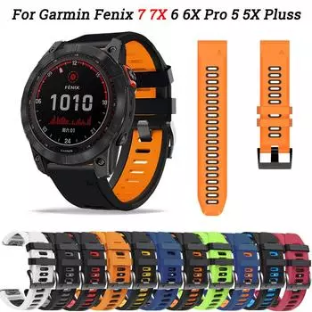 Силиконовый быстросъемный ремешок 22 мм/26 мм для Garmin Fenix 7 7X 6X 5X Epix Gen 2 Forerunner 965 955 935 945 Amazfit Falcon Band Браслет Ремень 22mm белый/чёрный