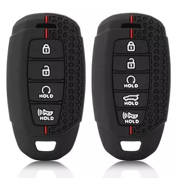 Силиконовый чехол-брелок для ключа автомобиля Hyundai Elantra Grandeur Accent Solaris Sonata Palisade Kona Creta I20 I30 IX35 IX25 чёрный