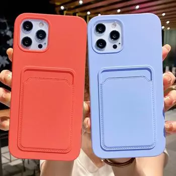 Силиконовый чехол-держатель для карт для Iphone 13 12 Pro Max 11 14pro Xr Xs Max X 14plus 13pro, мягкий противоударный бампер, задняя крышка for iPhone 13