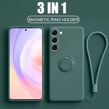 Силиконовый чехол-держатель для кольца для Samsung Galaxy Note 10 20 S21 S23 Ultra S10 S9 Plus S20 FE S10E S22 5G Мягкий жидкий чехол For S21 оранжевый