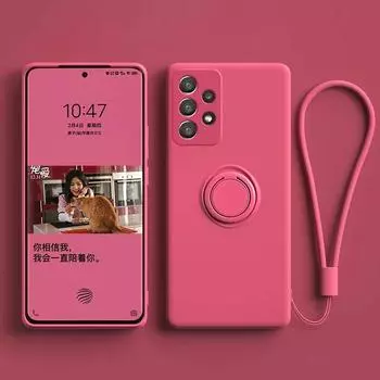 Силиконовый чехол-держатель для кольца для Samsung Galaxy Note 10 20 S21 S23 Ultra S10 S9 Plus S20 FE S10E S22 5G Мягкий жидкий чехол For S21 оранжевый