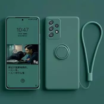 Силиконовый чехол-держатель для Samsung Galaxy A50 A70 A71 A53 A33 A32 A30 A52 A72 A42 A12 A22 A23 A13 A51 A73 A54 5G Liquid Cover For A51(4G) чёрный