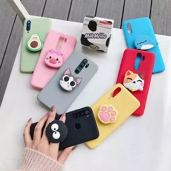 Силиконовый чехол-держатель с 3D мультяшным рисунком для Xiaomi Redmi Note 8 Note8 Pro 8T Note 9 Pro 9s 10x8 8A 7A, силиконовый чехол-подставка For Redmi Note 8T темно-розовый