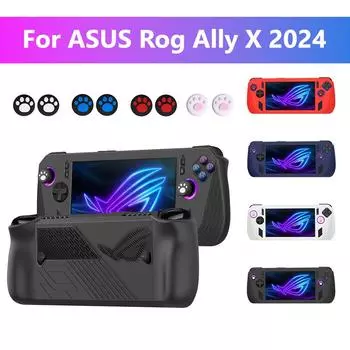 Силиконовый чехол для 2024 ASUS Rog Ally X, аксессуары Rog Alloy X Защитный чехол Grip Skin с 2 упорами для больших пальцев