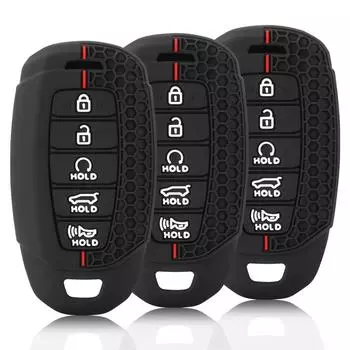 Силиконовый чехол для автомобильного брелока для Hyundai i30 Ix35 KONA Encino Solaris Azera Grandeur IG Accent Santa Fe Palisade Keychain чёрный
