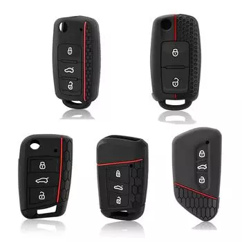 Силиконовый чехол для автомобильного брелока для Volkswagen Sagitar/Polo/Golf/Bora/Tiguan/TOUAREG/Phaeton/SEAT/Skoda чёрный