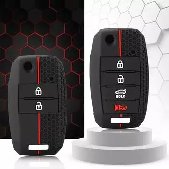 Силиконовый чехол для автомобильного ключа, чехол-брелок для KIA RIO 3 K2 K3 K4 K5 Sportege Picanto Optima Soul Ceed Sorento Forte Stinger Cerato чёрный