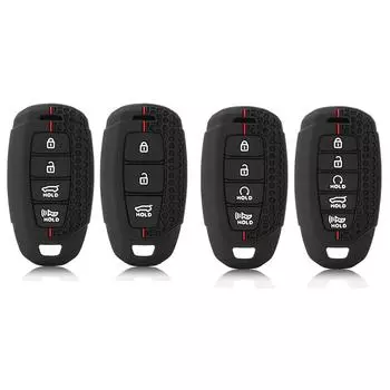 Силиконовый чехол для автомобильного ключа, держатель для брелока Hyundai I30 Ix35 KONA Encino Solaris Azera Grandeur Ig Accent Santa Fe Palisade чёрный