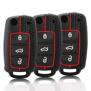 Силиконовый чехол для автомобильного ключа для Volkswagen VW Golf Bora Jetta Polo Passat Skoda Superb Octavia Fabia SEAT Ibiza Leon Shell красный
