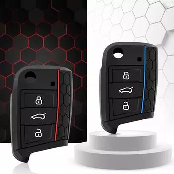 Силиконовый чехол для автомобильного ключа для VW Golf 7 MK7, 3 кнопки, складной дистанционный брелок для сиденья, автомобильные аксессуары для Skoda красный