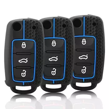 Силиконовый чехол для автомобильного ключа для Volkswagen VW Golf Bora Jetta Polo Passat Skoda Superb Octavia Fabia SEAT Ibiza Leon Shell красный