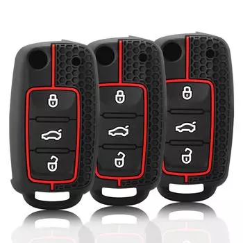 Силиконовый чехол для автомобильного ключа для Volkswagen VW Golf Bora Jetta Polo Passat Skoda Superb Octavia Fabia SEAT Ibiza Leon Shell красный