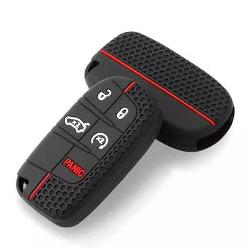 Силиконовый чехол для автомобильного ключа для Dodge Ram Charger Journey Durango Jeep Grand Cherokee Chrysler Keyless Fob Shell Holder чёрный